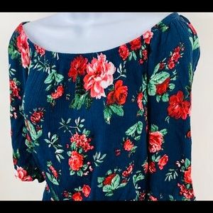 ambiance blue floral short romper 3x